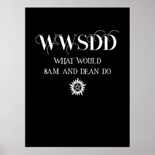 ペンタグラムと太陽のシンボルが入ったWWSDD名言デザイン ポスター