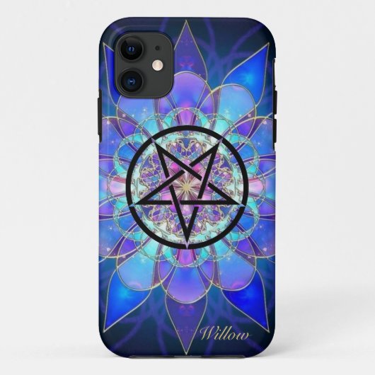 ペンタグラムの個人用設定名の追加名紫の青の大文字と小文字の区別 – Ma Case-Mate iPhoneケース (裏面)