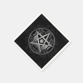 ペンタグラムオーナメント – シルバーとブラック スタンダードカクテルナプキン (角)