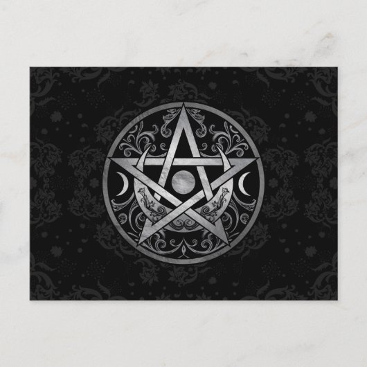 ペンタグラムオーナメント – シルバーアンドブラック ポストカード (正面)