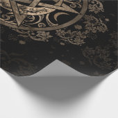 ペンタグラムオーナメント-金ゴールドとブラック ラッピングペーパー (角)