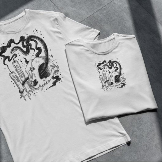 ペンタグラムスカル及びヘビ Tシャツ