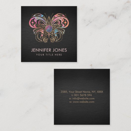 ペンタグラムバタフライオーナメント スクエア名刺 (正面/裏面)