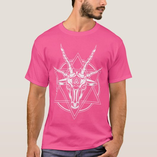 ペンタグラムバプホメットサタニストヤギ Tシャツ (正面)