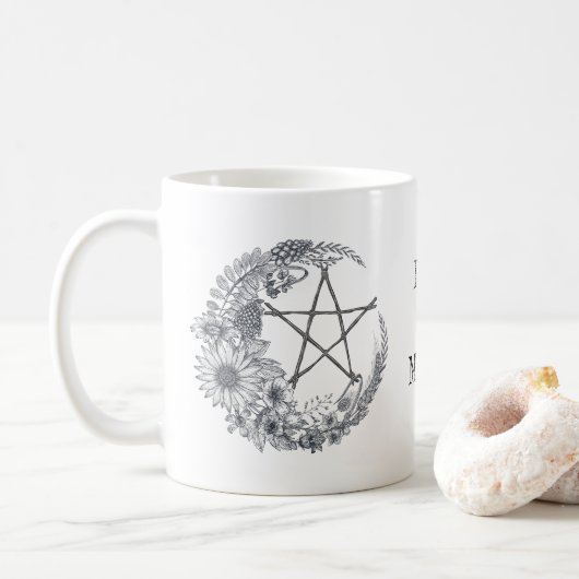 ペンタグラム付きフラワームーン コーヒーマグカップ (ドーナツ)