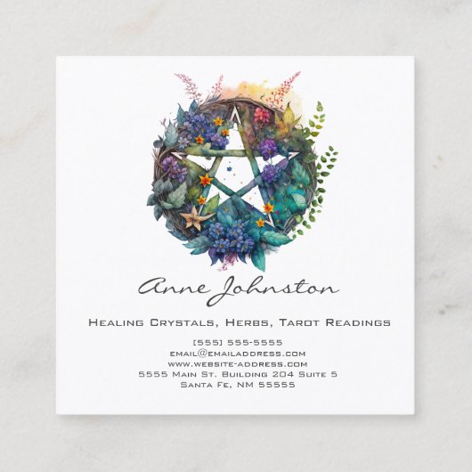 ペンタグラム及びフローラリーススクエアビジネスカード スクエア名刺 (裏面)