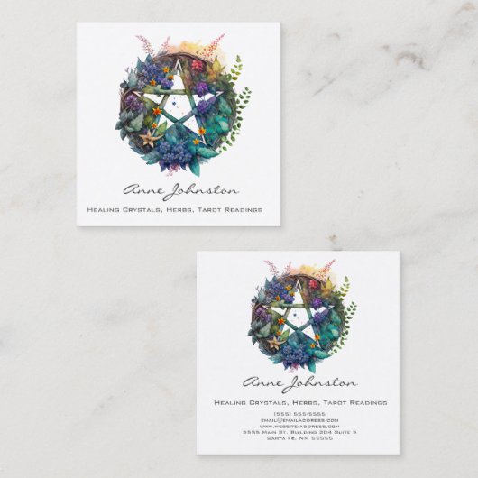 ペンタグラム及びフローラリーススクエアビジネスカード スクエア名刺 (正面/裏面)