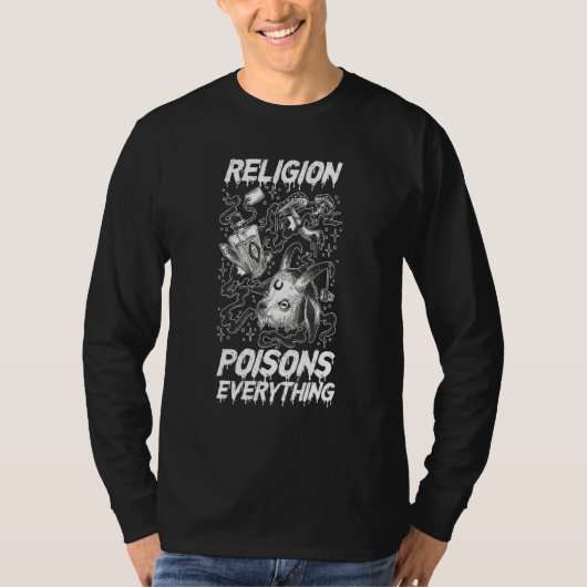 ペンタグラム悪魔ヤギ無神論者の宗教はEvを毒 Tシャツ (正面)