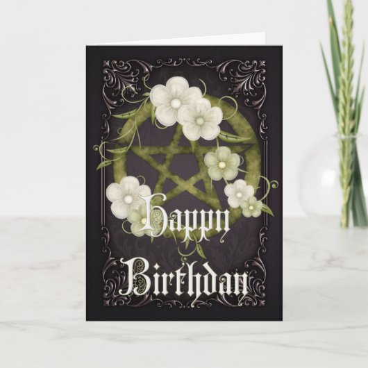 ペンタグラム1ウィッカハッピーバースデーカード カード (正面)