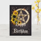ペンタグラム6ウィッカハッピーバースデーグリーティングカード カード (黄色い花)