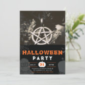 ペンタグラム 写真 ブラック ハロウィン 招待状 (スタンド正面)