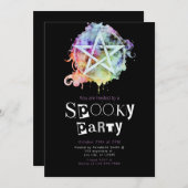 ペンタグ異教のラムモダンミニマリストハロウィーン 招待状 (正面/裏面)