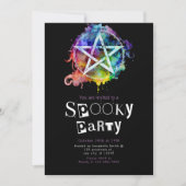 ペンタグ異教のラムモダンミニマリストハロウィーン 招待状 (正面)