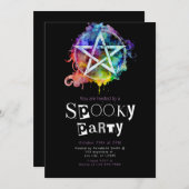 ペンタグ異教のラムモダンミニマリストハロウィーン 招待状 (正面/裏面)