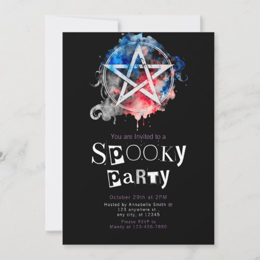 ペンタグ異教のラムモダンミニマリストハロウィーン 招待状 (正面)