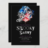 ペンタグ異教のラムモダンミニマリストハロウィーン 招待状 (正面/裏面)