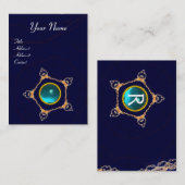 ペンタゴンモノグラムトゥルカーゼアクアマルネ、ブルー 名刺 (正面/裏面)