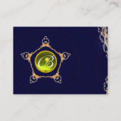 ペンタゴンモノグラム、黄色トパーズ、青 名刺 (裏面)