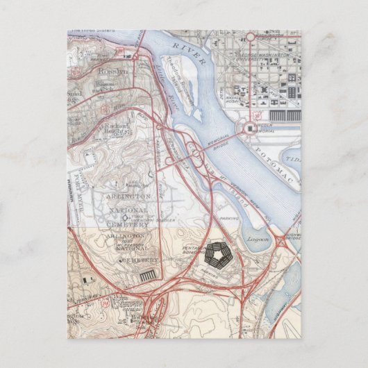 ペンタゴン道路システムの地図 ポストカード (正面)