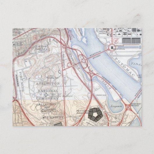 ペンタゴン道路システムの地図 ポストカード (正面)