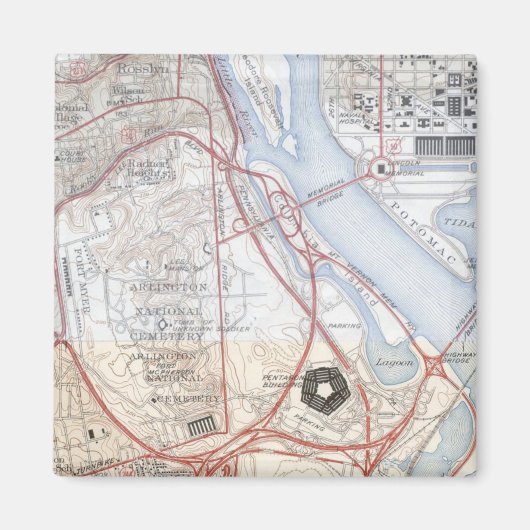 ペンタゴン道路システムの地図 マグネット (正面)