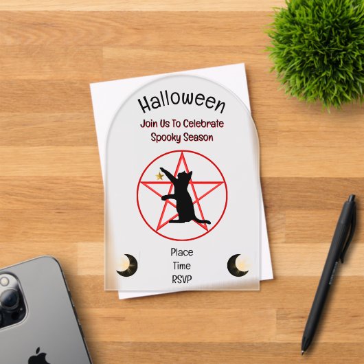 ペンタ不気味グラムムーンスターのハロウィーンシーズンキャット アクリル招待状 (インサイチュ (招待状))