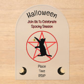 ペンタ不気味グラムムーンスターのハロウィーンシーズンキャット アクリル招待状 (正面)