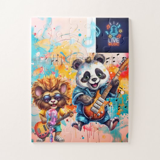 ペンダベアーオンギターライオンミュージックシンガー ジグソーパズル (縦)