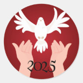 ペンテコパーソナライズされたスト年白鳩 ラウンドシール (正面)