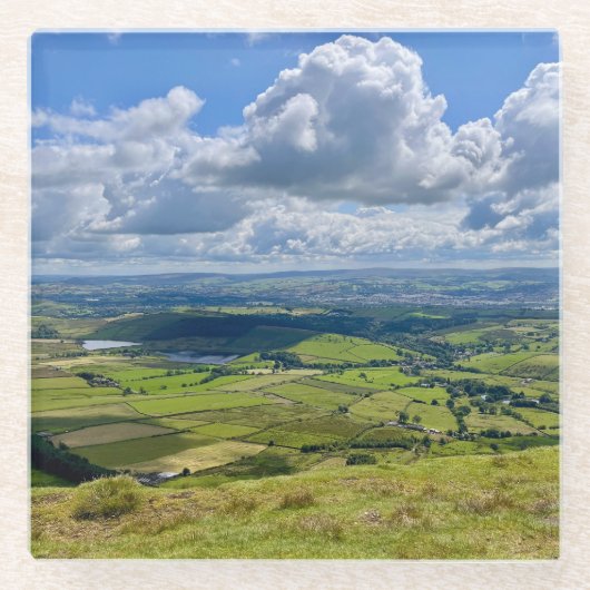 ペンドル・ヒルからの穏やかな眺め… ガラスコースター (正面)