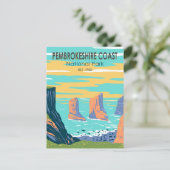 ペンドンケシャーコーストナショナルパークウェールズヴィンテージ ポストカード (スタンド正面)