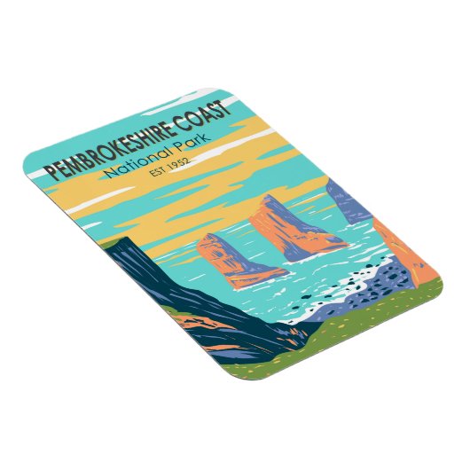 ペンドンケシャーコーストナショナルパークウェールズヴィンテージ マグネット (右側)