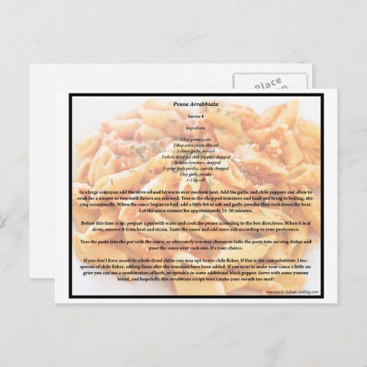 ペンヌアラビアタレシピはがき ポストカード (正面/裏面)