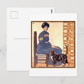 ペンフィールドによる猫と本を読む女性 ポストカード (正面/裏面)