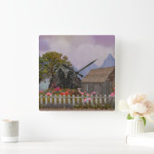 ペンフィールドピンクのプラスチックのフラミンゴの保護区 スクエア壁時計 (ホーム)