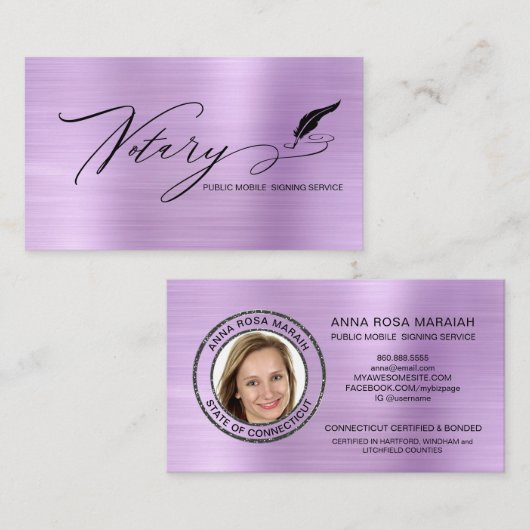 *~*ペンフェザー公証印鑑写真署名エージェント 名刺 (正面/裏面)
