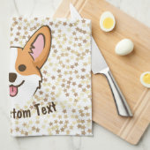 ペンブパーソナライズされたロークウェルシュコーギーの子犬 キッチンタオル (四つ折り)