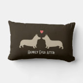ペンブラック·ウェルシュ·コルギスとハートの可愛い犬のカップル ランバークッション (裏面)