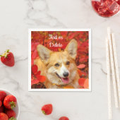 ペンブレークウェルシュコーギー子犬葉赤い スタンダードカクテルナプキン (インサイチュ)