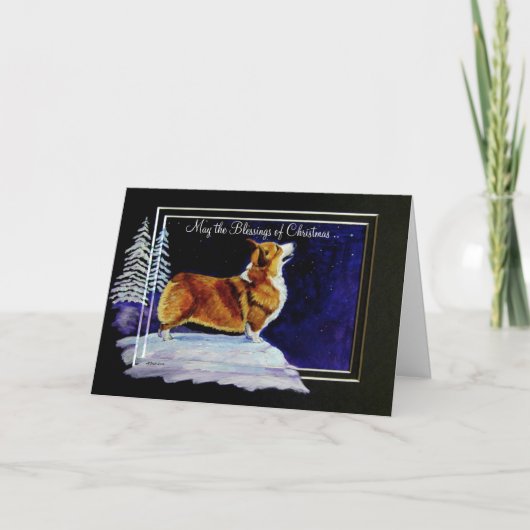 ペンブロークのウェルシュコーギーのクリスマスカード シーズンカード (正面)