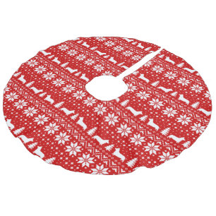 ペンブロークのウェルシュコーギーのシルエットのクリスマスパターン フェイクリネンツリースカート