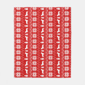 ペンブロークのウェルシュコーギーのシルエットのクリスマスパターン フリースブランケット (正面)