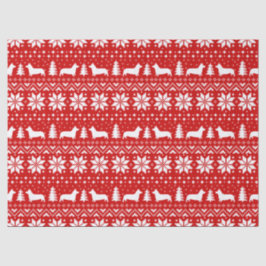 ペンブロークのウェルシュコーギーのシルエットのクリスマスパターン 薄葉紙