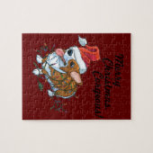 ペンブロークのウェルシュコーギーの子犬のクリスマスのクリスマスライト ジグソーパズル (横)