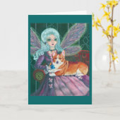 ペンブロークのウェルシュコーギーの挨拶状 カード (黄色い花)