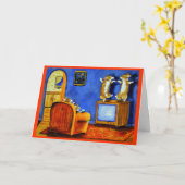 ペンブロークのウェルシュコーギーの挨拶状 カード (黄色い花)