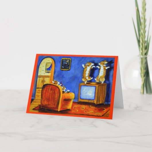 ペンブロークのウェルシュコーギーの挨拶状 カード (正面)