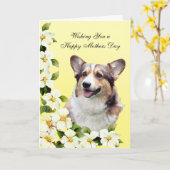 ペンブロークのウェルシュコーギーの母の日カードw/poetry カード (黄色い花)