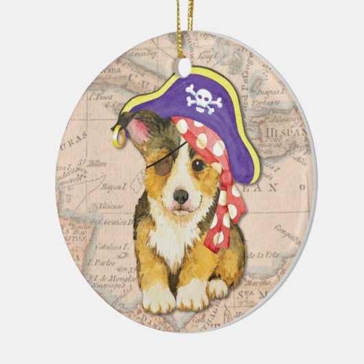 ペンブロークのウェルシュコーギーの海賊 セラミックオーナメント (左)