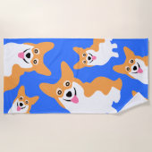 ペンブロークのウェルシュコーギーカスタムな色の背景 ビーチタオル (正面)